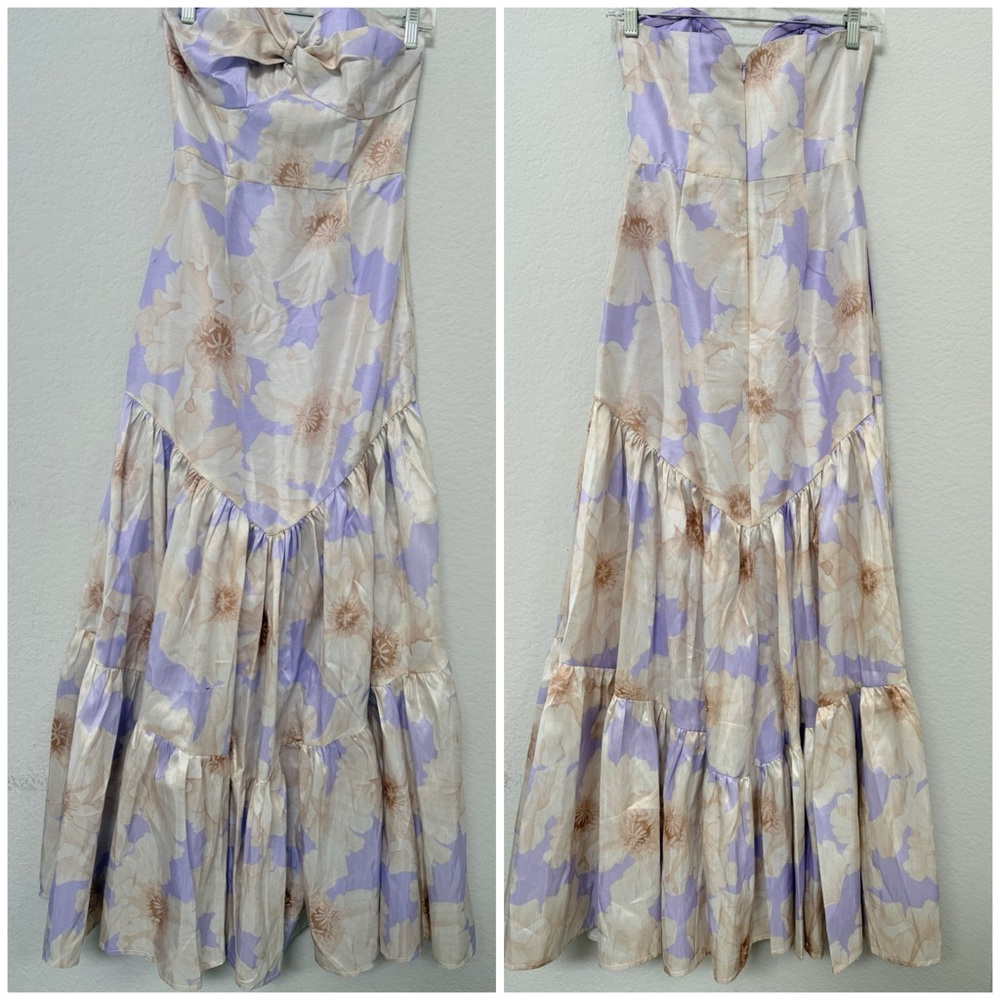 Hutch Rosewood Floral Strapless Gown Lavender Size 00 - Picture 2 of 6